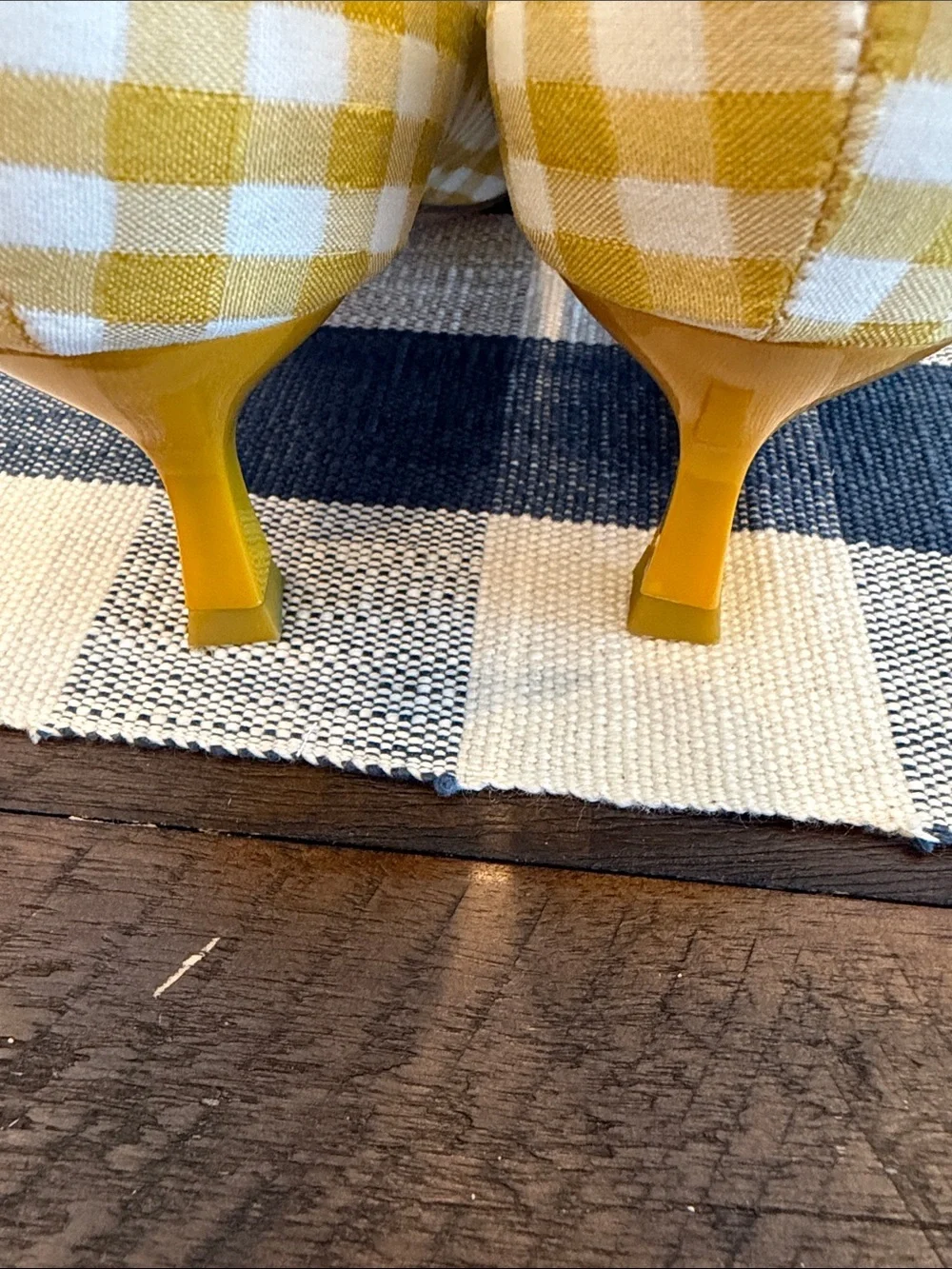 Katy Perry Collections Yellow and White Gingham Pointed Toe Flats